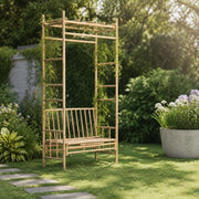 Garden Bench With Pergola 116 Cm Bamboo