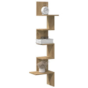 Scaffale Angolare Muro Rovere Artigianale 32x32x127,5 cm 860525
