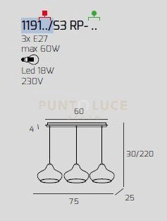SOSPENSIONE OTTONE SATINATO 3 LUCI RETTANGOLARE VETRI (2 X PICCOLO RU + 1 X PICCOLO ZA) 1191OS-S3 RP-ZR