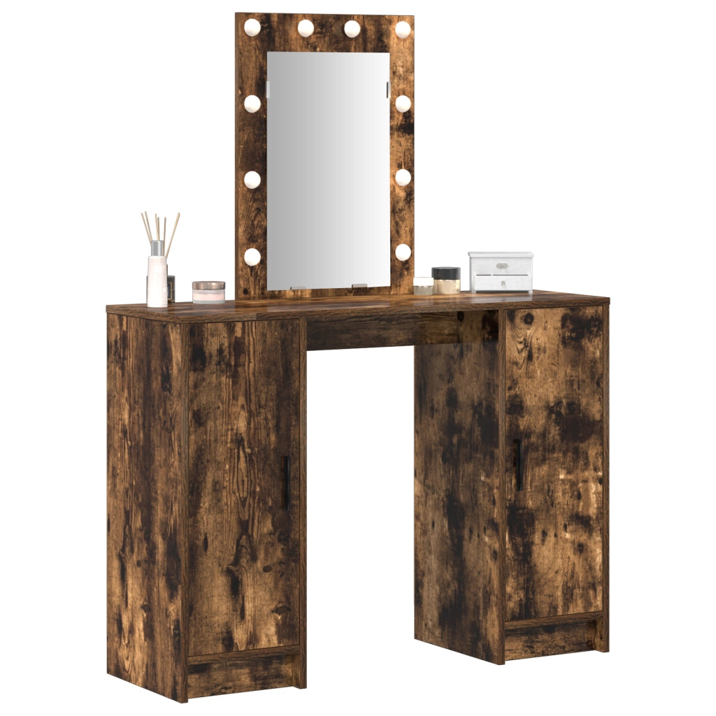 Toeletta con Luci LED Rovere Affumicato 102x33x135 cm