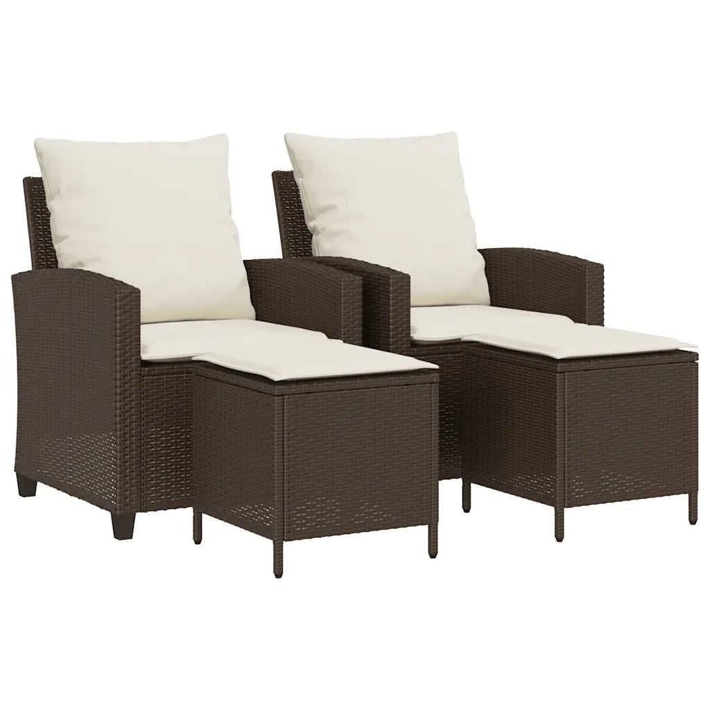 Set Divano da Giardino 4 pz con Cuscini Marrone in Polyrattan