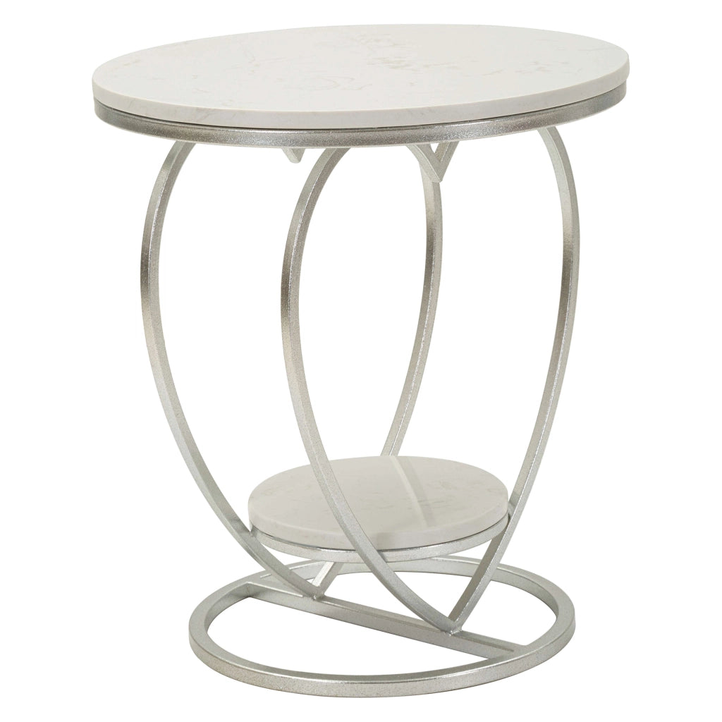 Masaka, Tavolino da Salotto Struttura a Cuore, 40x40x46h cm Argento