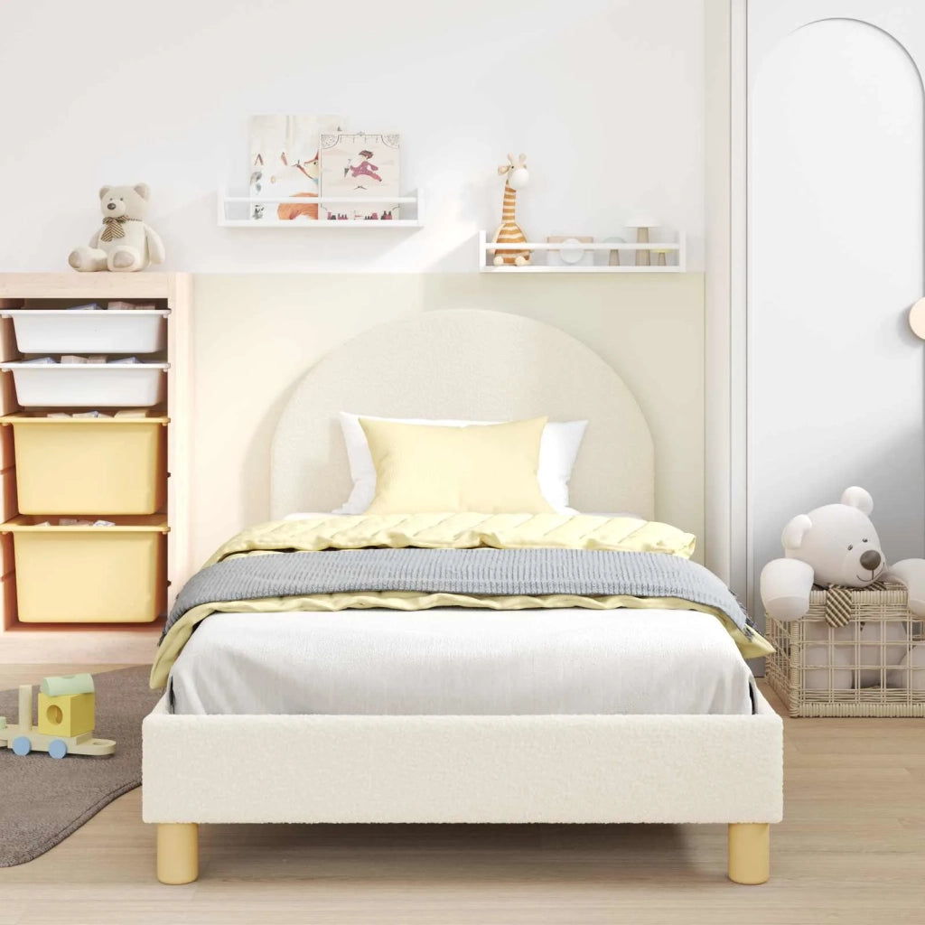 Struttura letto bambini con testata-Giroletto per bambini Crema 80 x 200 cm Boucl¨¦ 816281