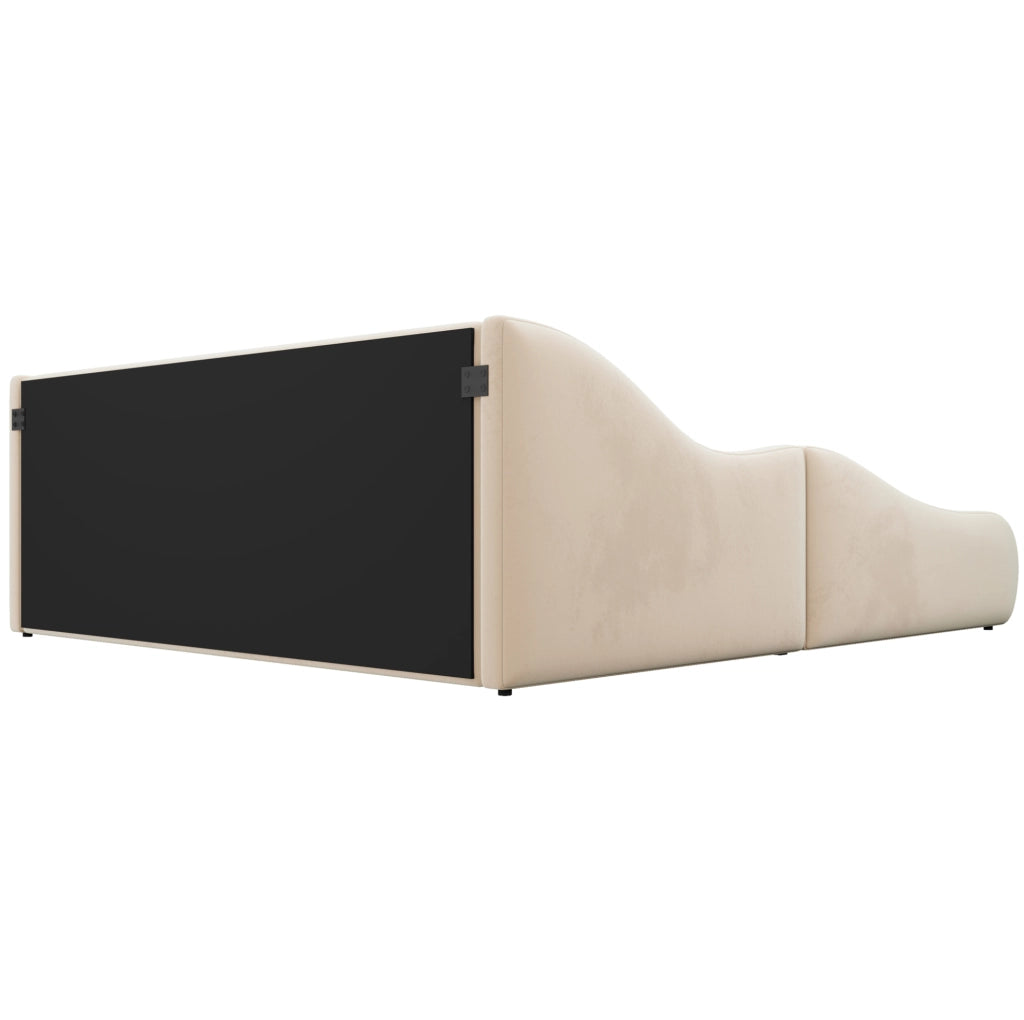 Letto singolo imbottito per bambini 90x200 cm in velluto beige con sponde laterali