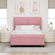Letto a molle con testiera Rosa 190 x 140 cm Velluto 3340981