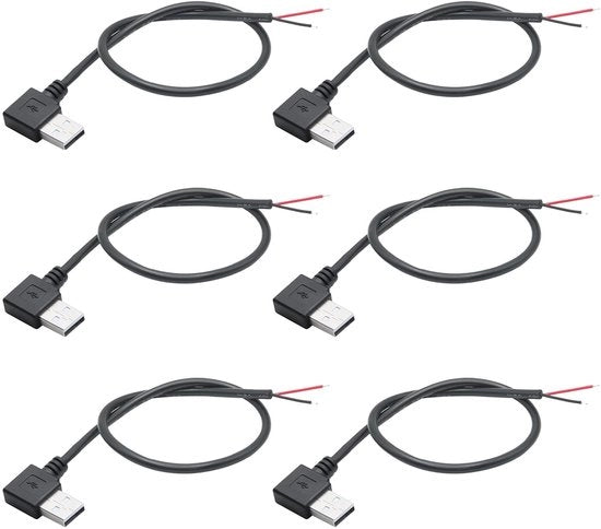 Cavo USB 2.0 maschio - 90 gradi - 0,3m - per apparecchiature da 12V - cavo 2 pin - adatto per 3A - nero