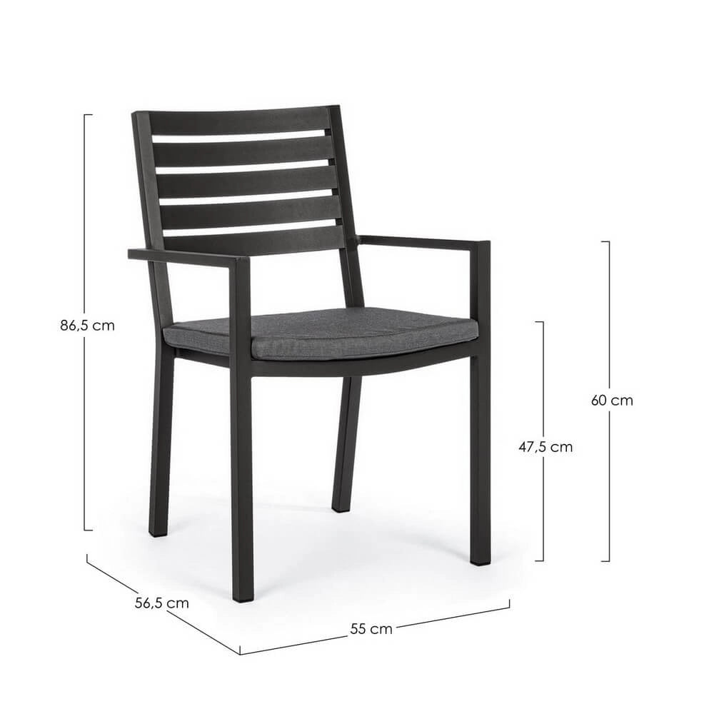 Set di 4 Sedie da Esterno in Alluminio con Braccioli e Cuscino - HEAVENLY