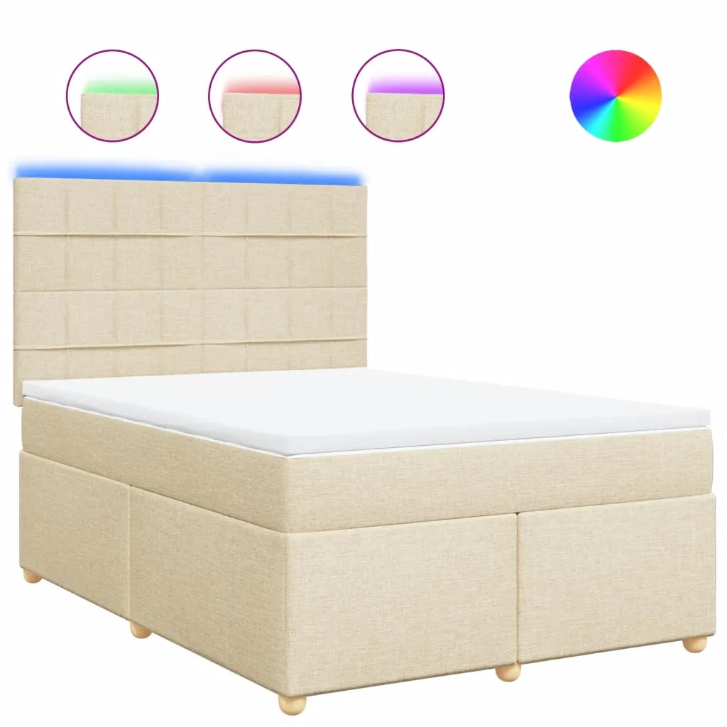 Giroletto a Molle con Materasso Crema 140x200 cm in Tessuto 3293608