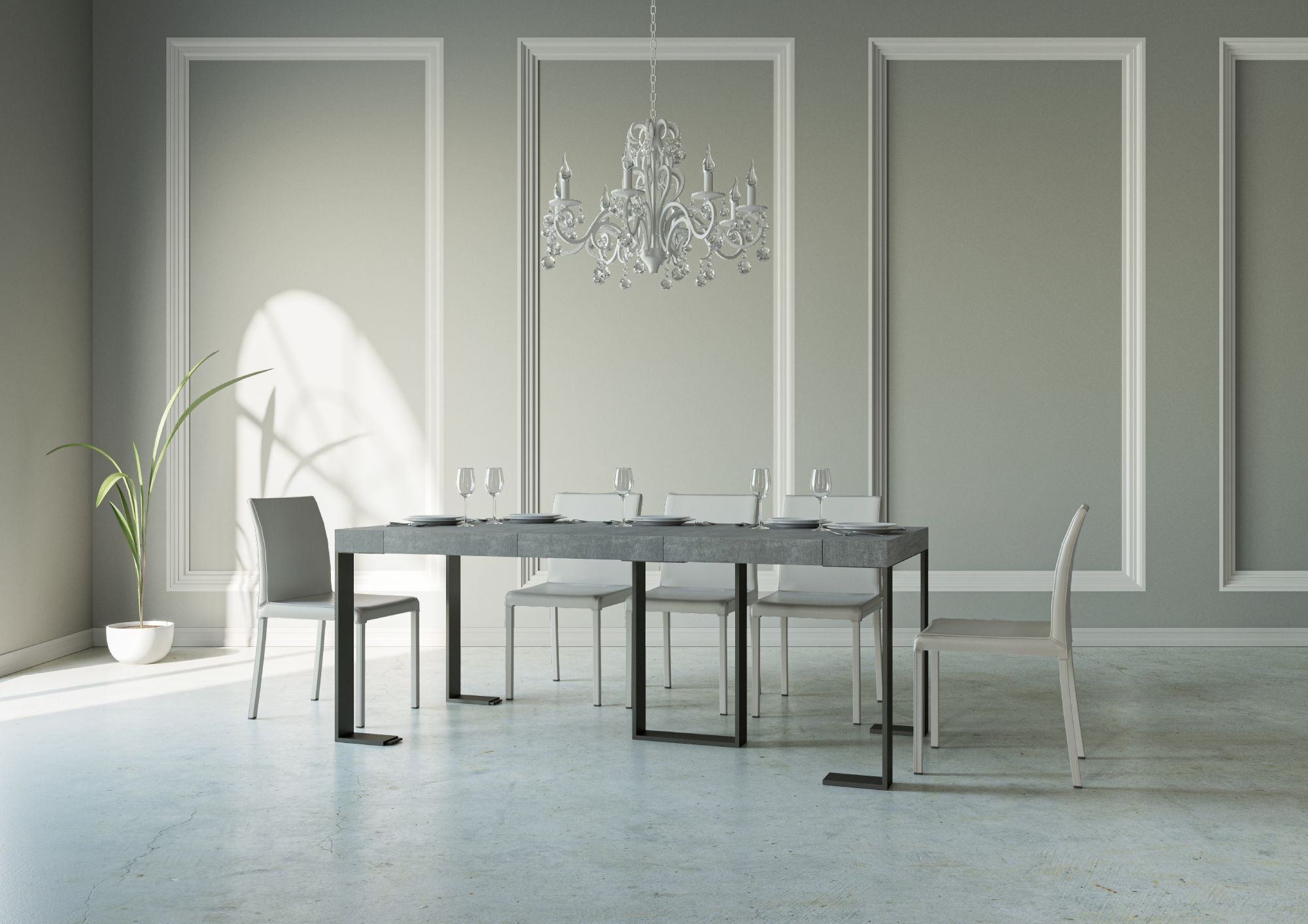 Consolle Allungabile 90-196x40x77 cm in Nobilitato Grigio