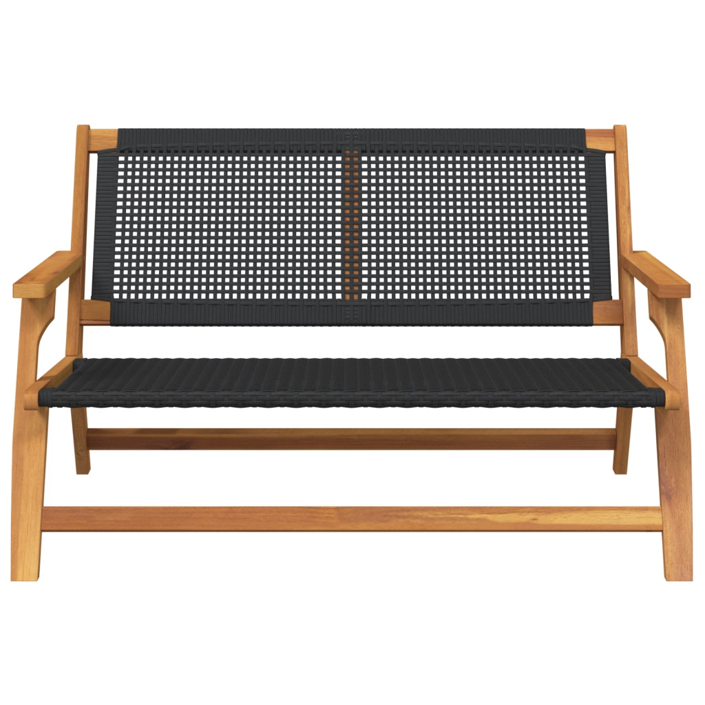 Panchina da giardino nera 122x76x73,5 cm in legno massello di acacia