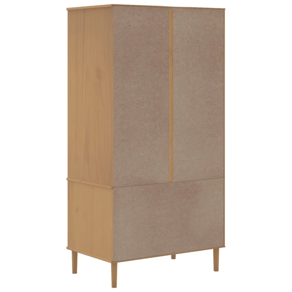 Armadio SENJA Aspetto Rattan Marrone 90x55x175 cm Massello Pino 358034