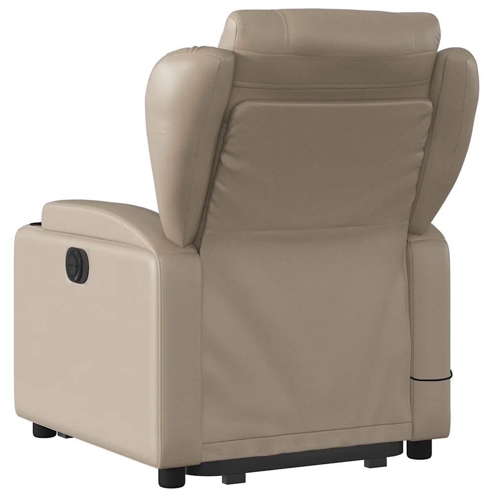 Poltrona Alzapersone Massaggi Reclinabile Cappuccino Similpelle
