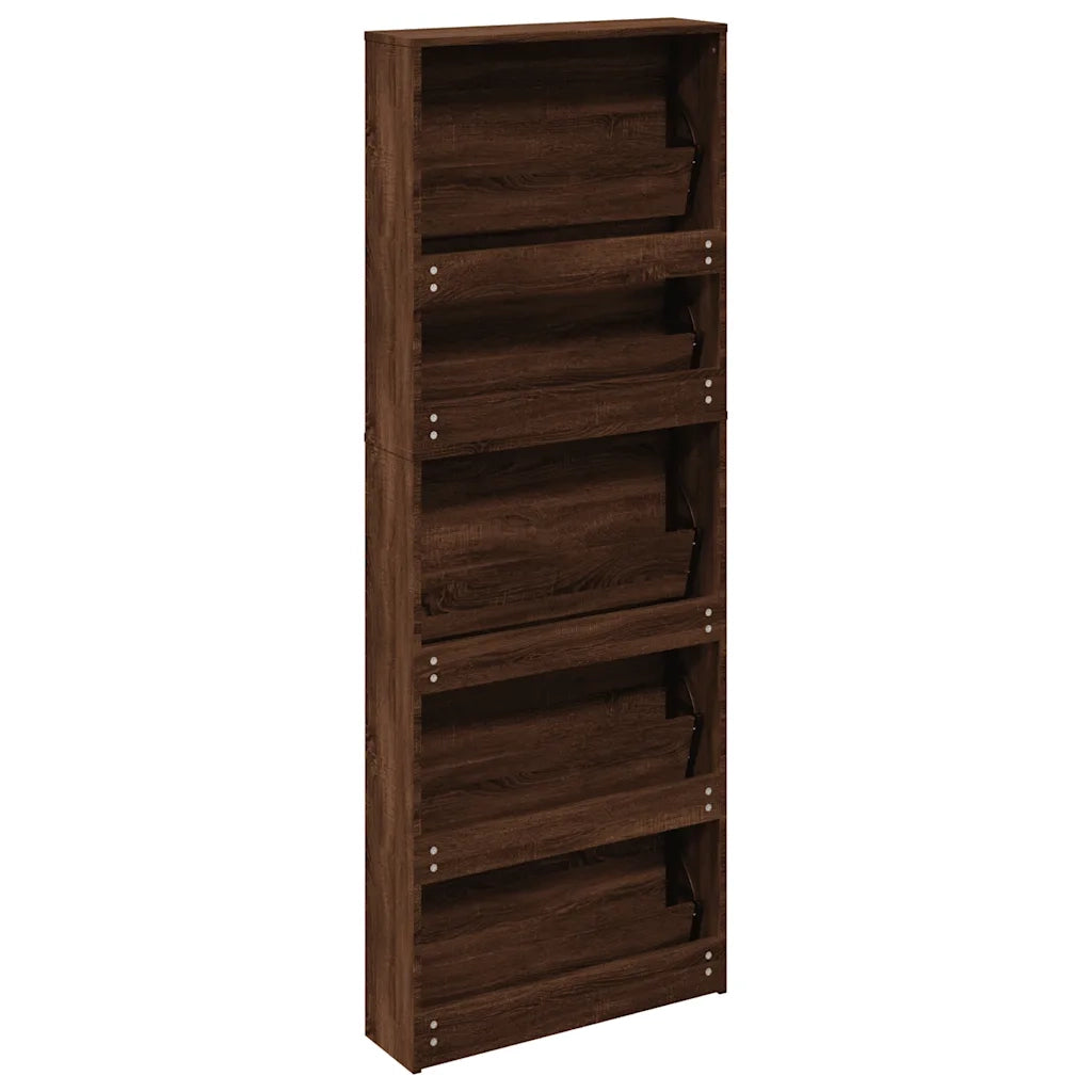 Scarpiera con Specchio a 5 Livelli Rovere Marrone 63x17x169,5cm 3228285