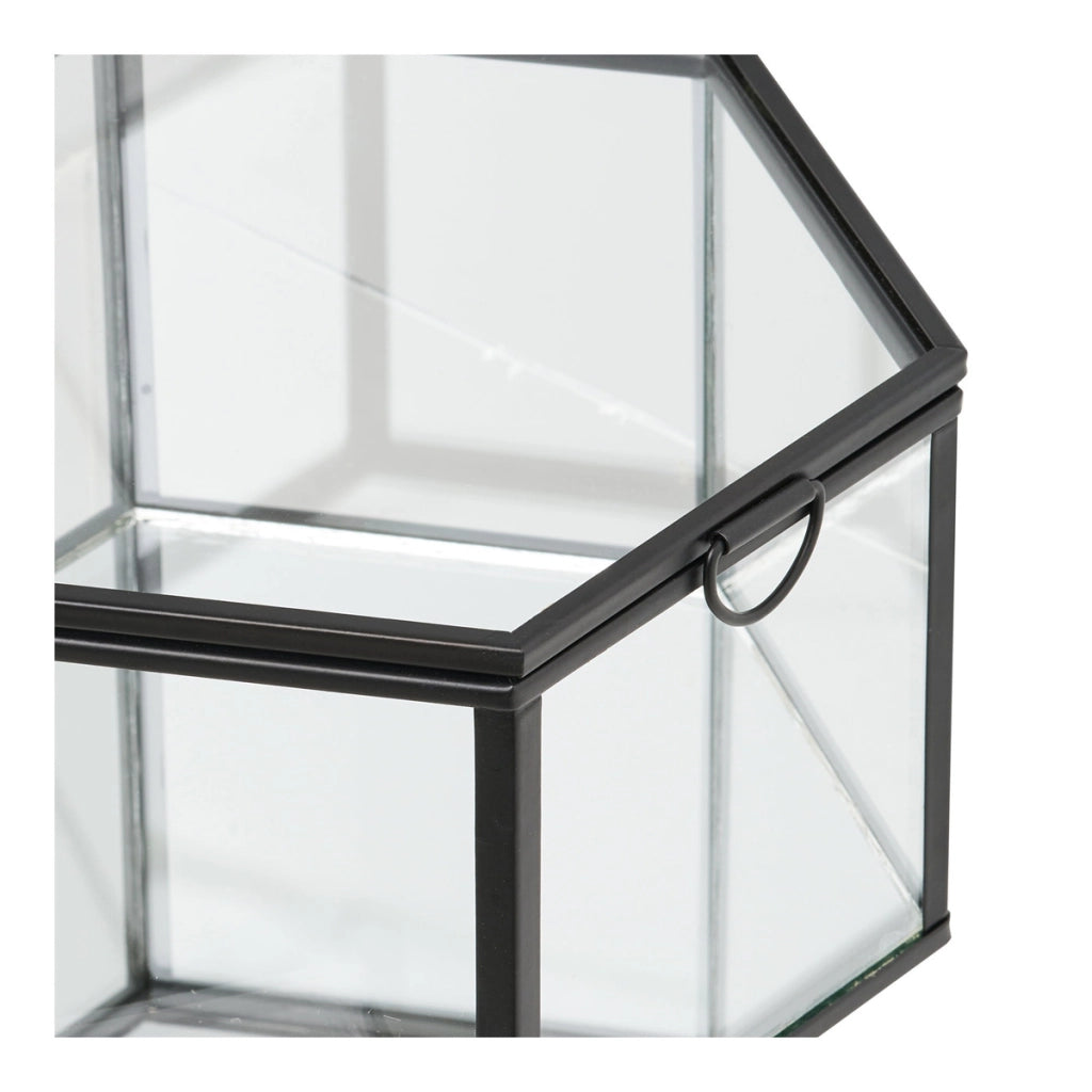 Set 2 scatole Torpe in vetro e metallo nero trasparente House Nordic