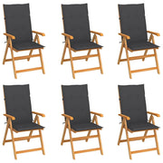 Sedie Pieghevoli 6 pz con Cuscini Antracite Massello di Teak 3065560
