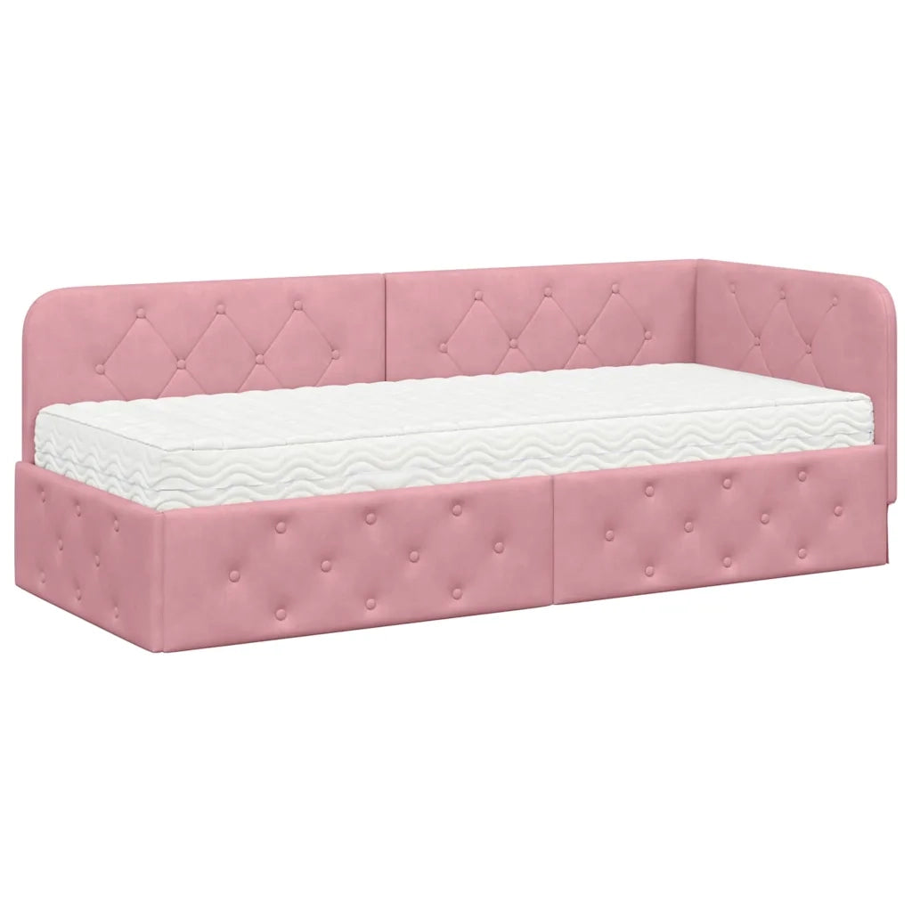 Cornice del letto ad angolo Rosa 80 x 200 cm Velluto 3394065