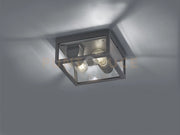 GARONNE PLAFONIERA DA ESTERNO DOPPIA LAMPADINA FUSIONE DI ALLUMINIO ANTRACITE E VETRO TRASPARENTE IP44 24X24CM 2 LUCI ATTACCO E27