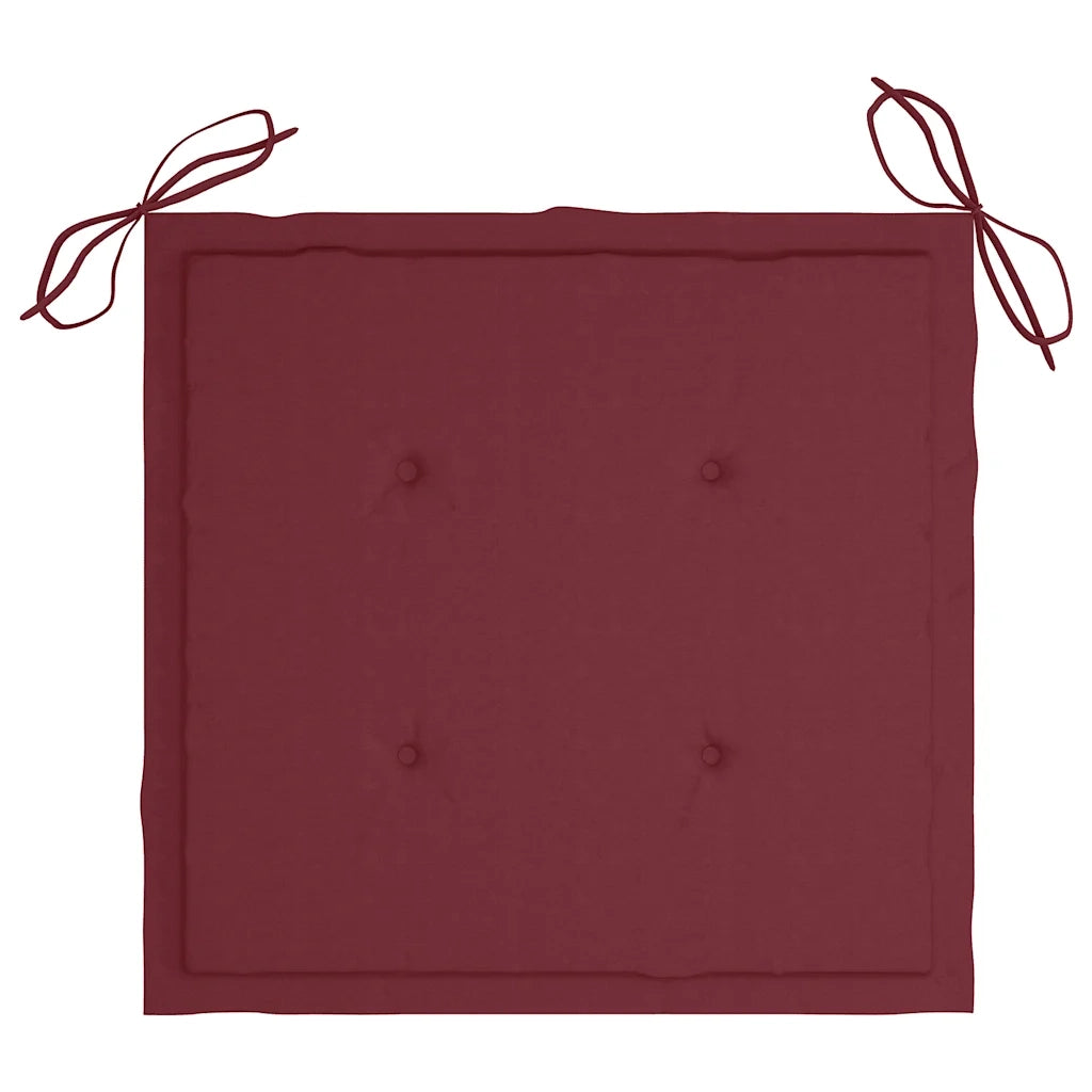 Sedie da Giardino con Cuscini Rosso Vino 8 pz Massello di Teak cod mxl 72215