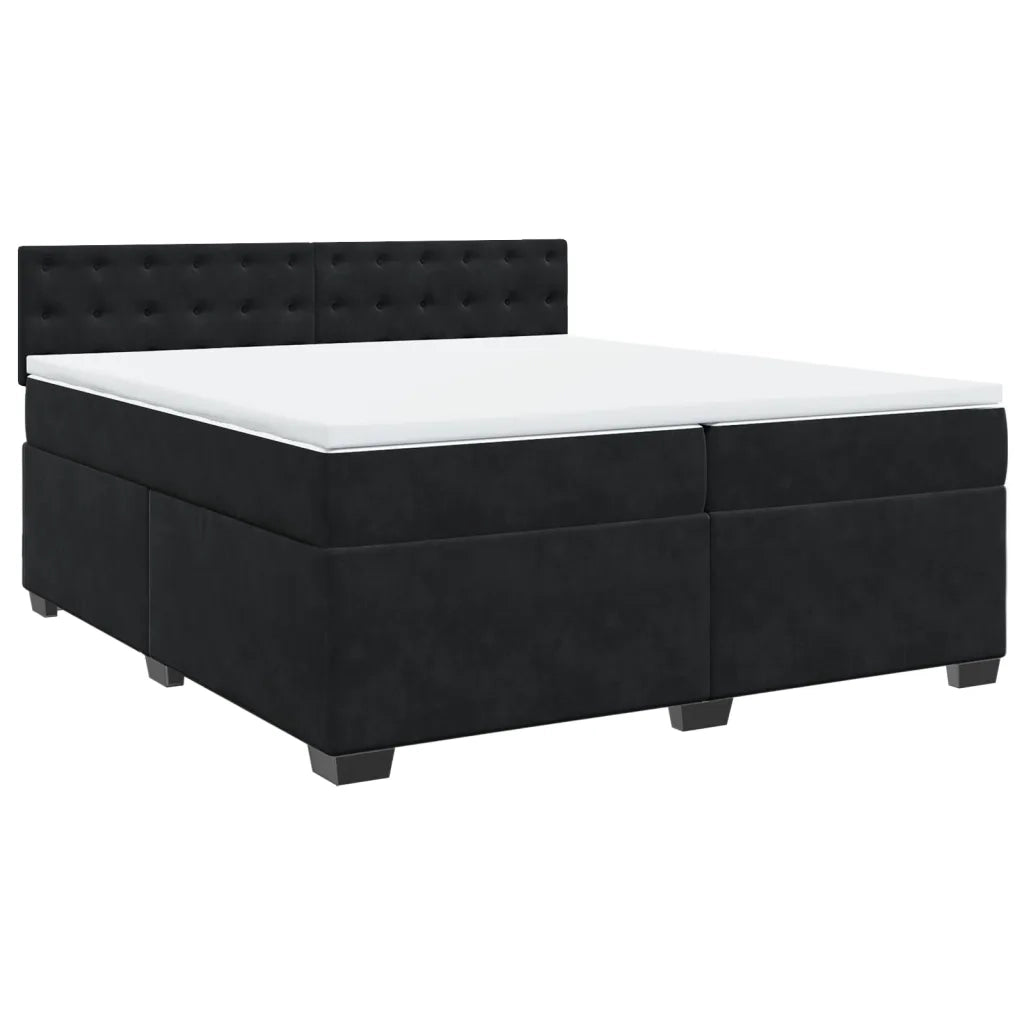 Giroletto a Molle con Materasso Nero 200x200 cm in Velluto