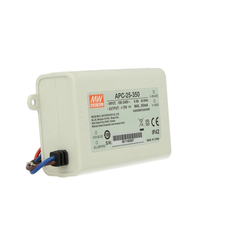 Led Driver CC MW MEAN WELL Serie APC Trasformatore Corrente Costante IP42 (350mA 25V-70VDC 25W)