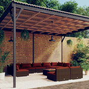 Set Divani da Giardino 10 pz con Cuscini in Polyrattan Marrone cod mxl 38972