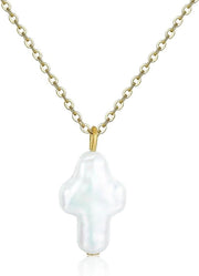 Collana a catenina per donna - Delicata catenina singola barocca con perle - Collana con perle salate in oro - L lunghezza.