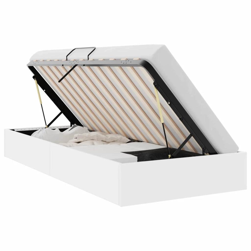 Letto con Contenitore Bianco Puro 100 x 190 cm Similpelle 3369969