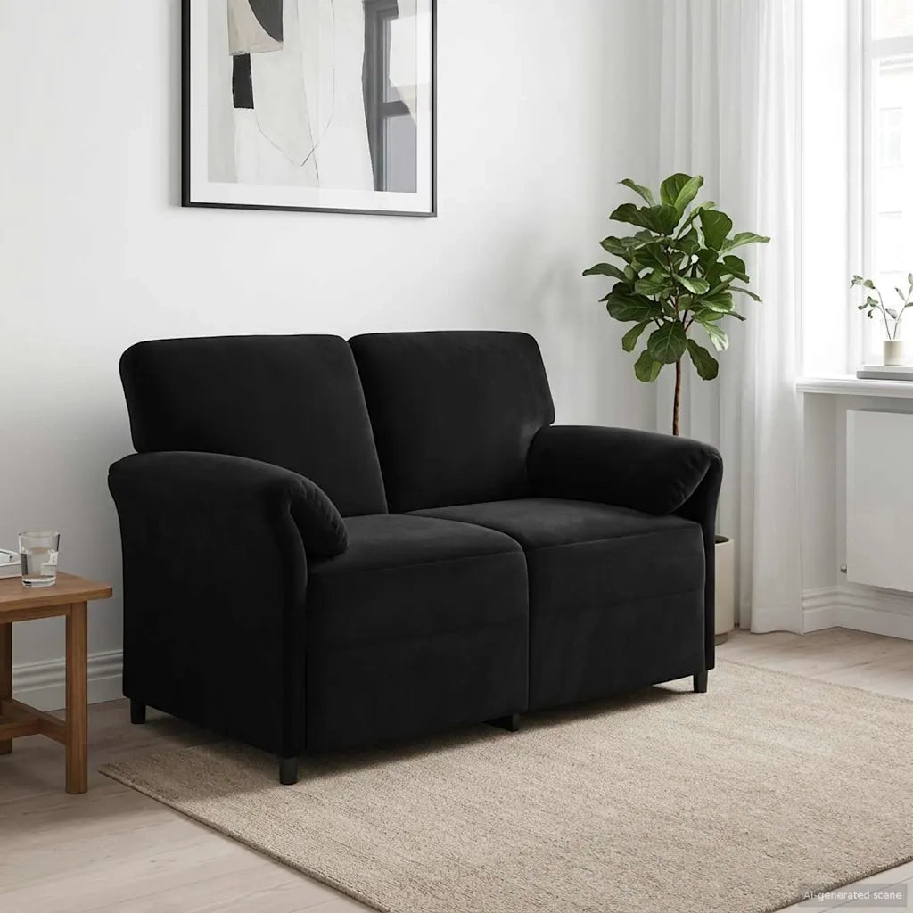 Divano a 2 Posti Nero 138 x 83 x 95 cm Velluto 42033945