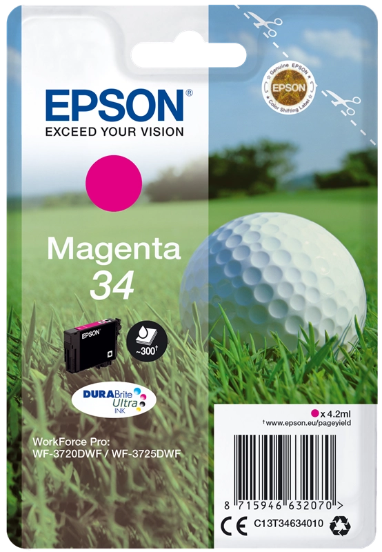 Epson Golf ball Singlepack Magenta 34 DURABrite Ultra Ink