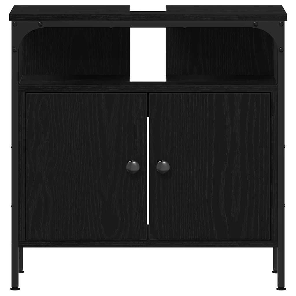 Mobile Lavabo Bagno Rovere Nero 60x30x60cm Legno Multistrato 862234