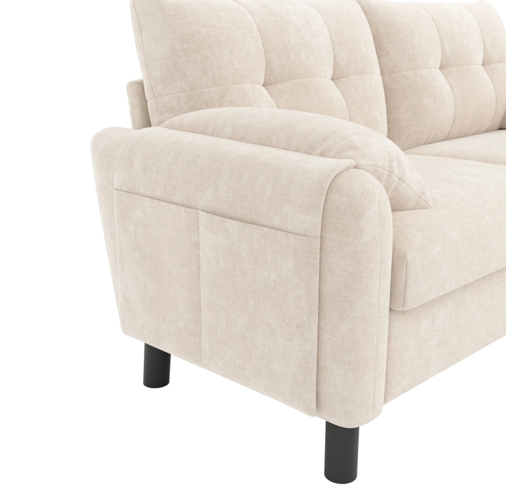 Divano modulare a 2 posti in tessuto chenille; 158 x 80 x 88;5 cm; beige