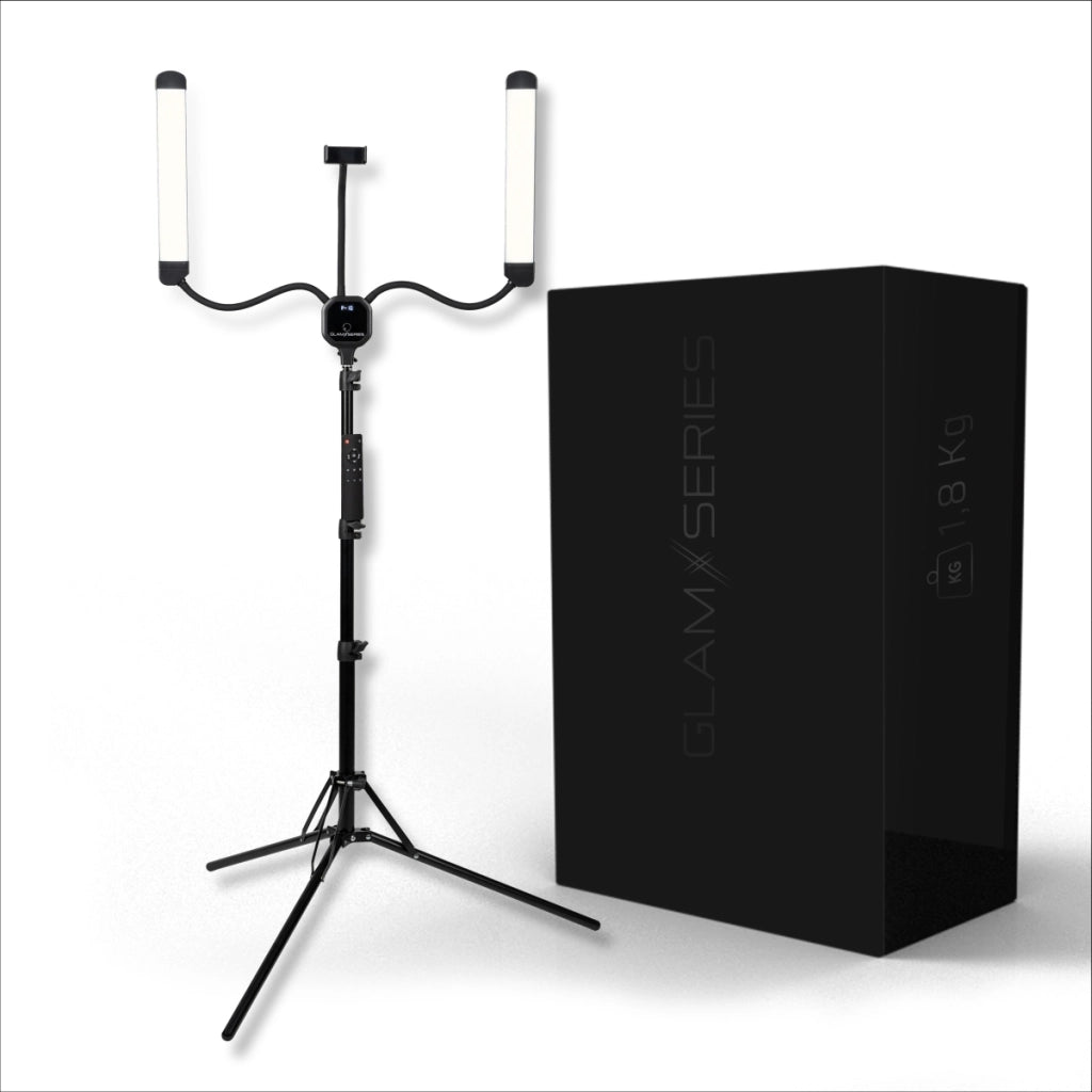 GlamSeries GlamLuminater Luce LED, lampada con 2 bracci flessibili, temperatura di colore regolabile in continuo, lampada con telecomando, illuminazione per make-up artist