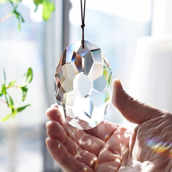 89 mm Grande Cristallo Soffiato per la Finestra - Decorazione per la Finestra con Facette e Prismi - Crea un Arcobaleno Ornamenti da Appendere per Casa e Giardino - Lampada da Soffitto con Facette e Prismi