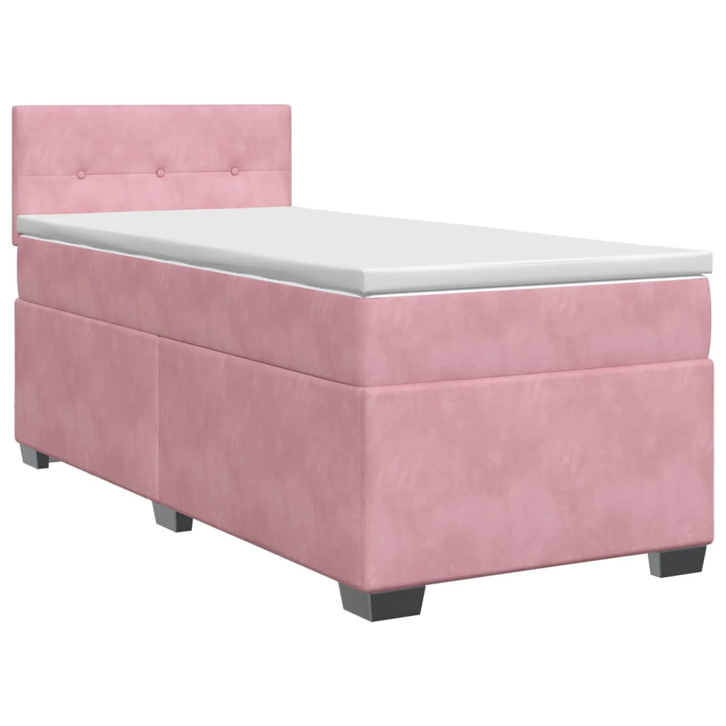 Letto box spring con materasso Rosa 100 x 200 cm Velluto 3450661