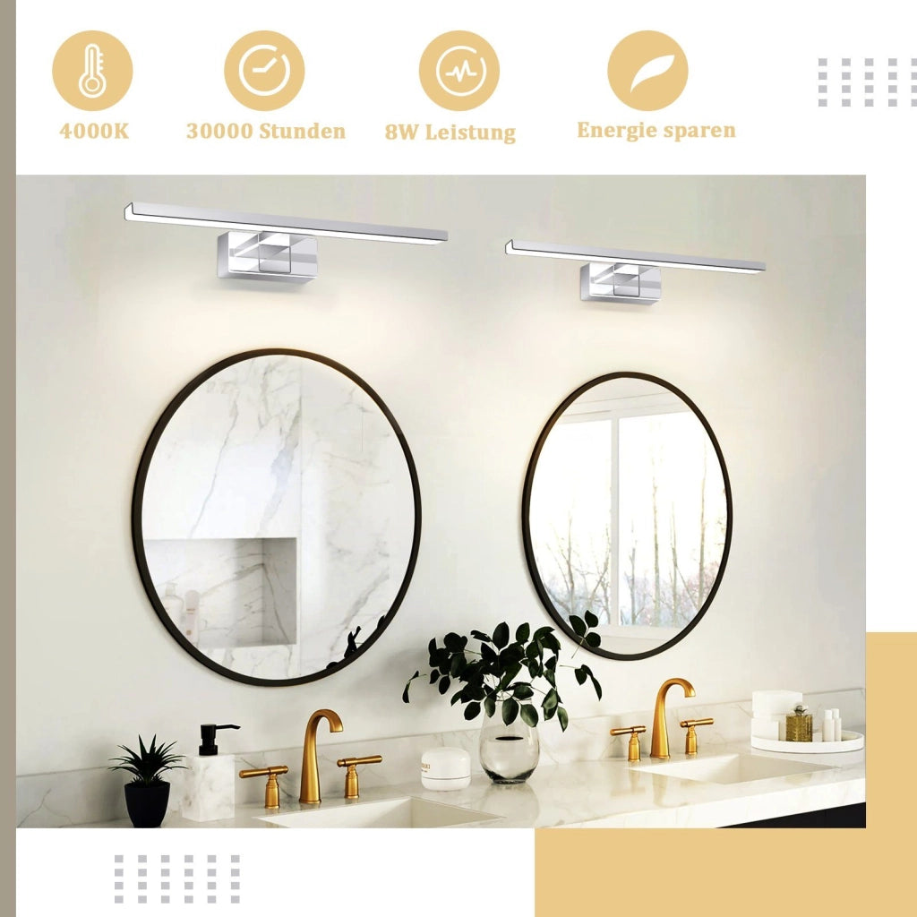ZMH Lampada da specchio a LED per bagno lampada da bagno cromata