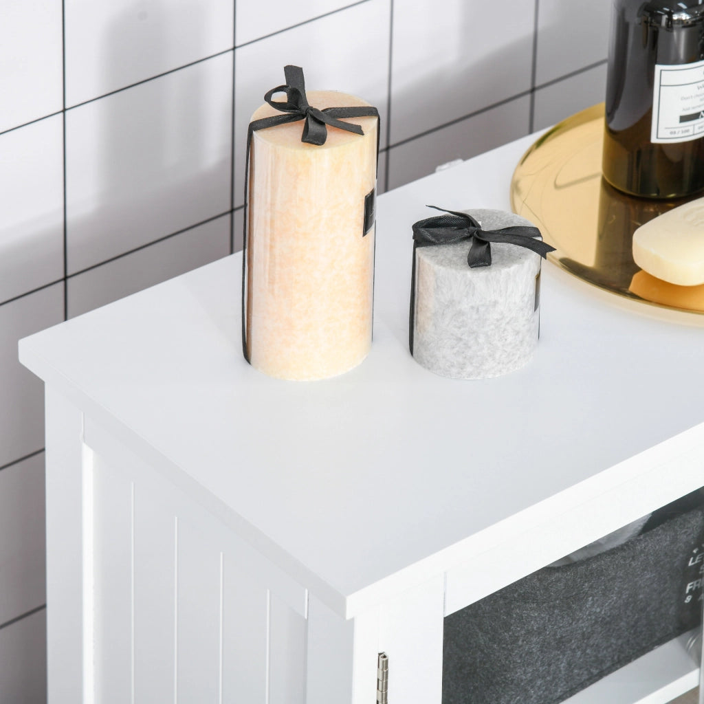 Mobiletto Bagno con due Armadietti 60x30x108,5 cm in MDF Bianco