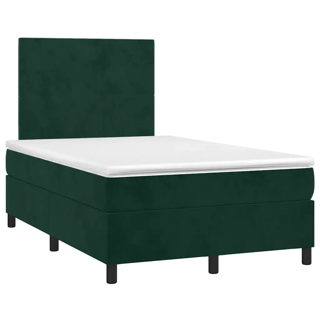Giroletto a Molle con Materasso Verde Scuro 120x190 cm Velluto