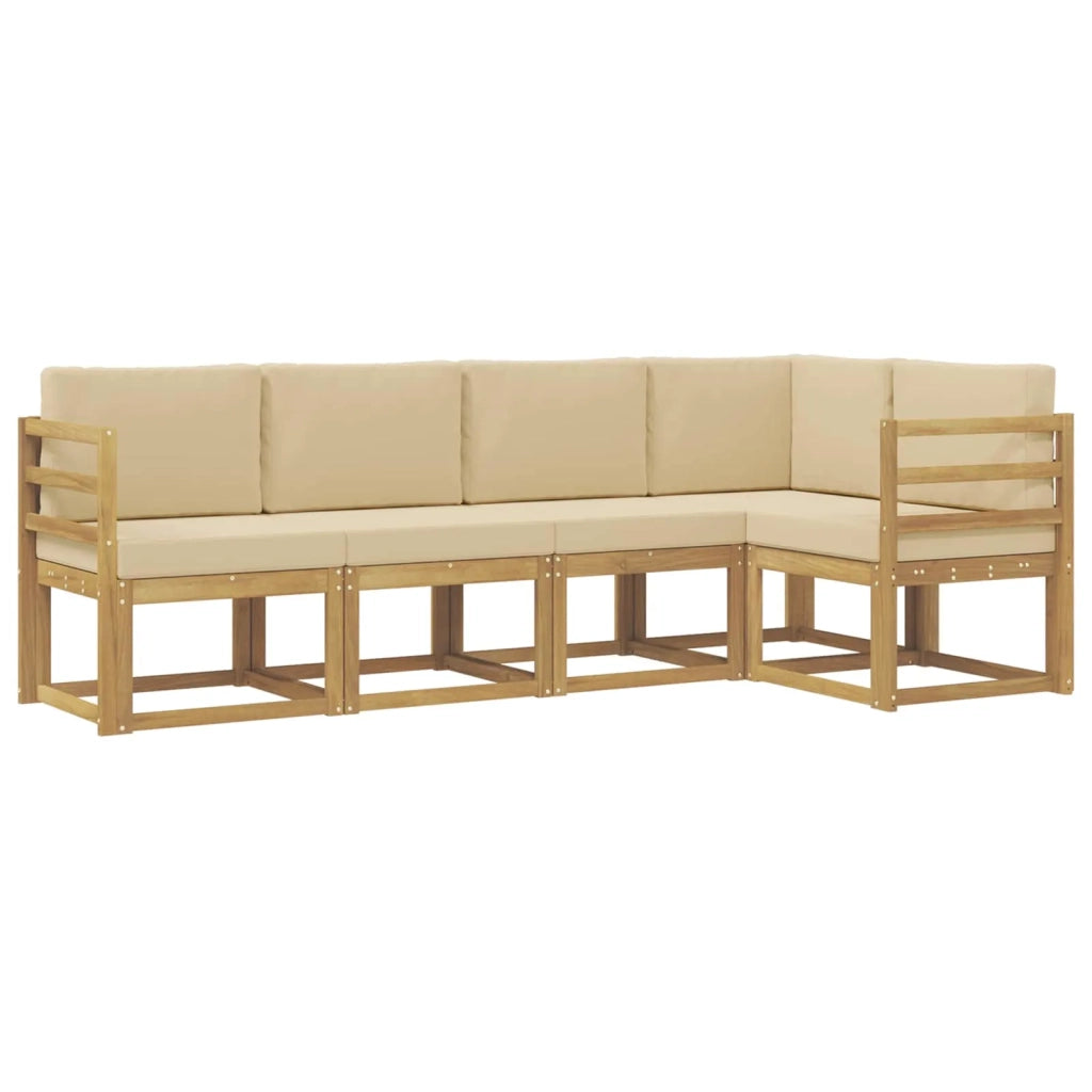 Set di divani da esterno con cuscino 5 pcs Bianco e Beige