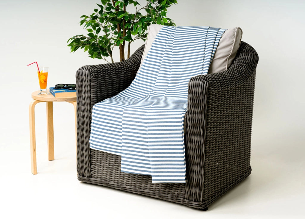 Telo Arredo Granfoulard Copritutto Cotone Made Italy Vari Disegni Arredatutto Copriletto Multiuso - 1 Piazza - Bastoncino Blu