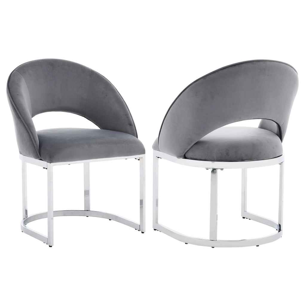 Set di 2 sedie da pranzo 67.01x61.01x53.19 cm in velluto; gambe in metallo; grigio e argento