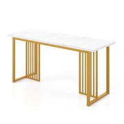 Tavolo da pranzo moderno per 6-8 persone, Tavolo da cucina rettangolare da 160cm con piano in finto marmo Bianco