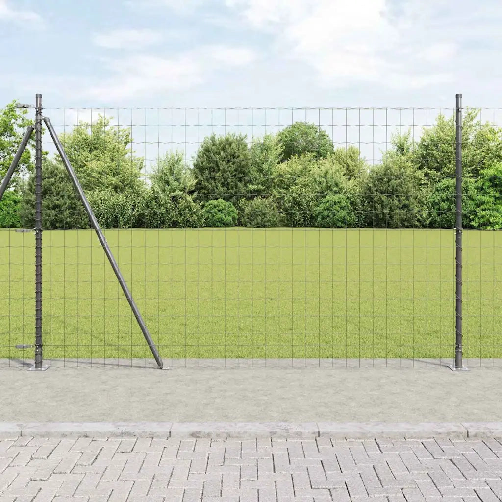 Recinzione da Giardino | Recinzione con Posto Grigio 1,4 x 10 m Acciaio e PVC