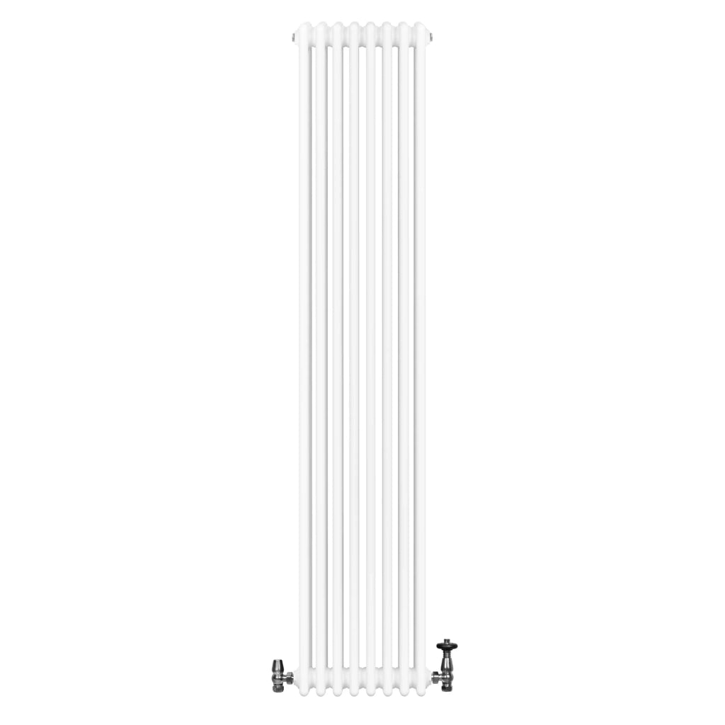 Radiatore Tradizionale 4 Colonne Verticale Riscaldamento Bianco & Valvole 1800x380 mm