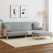 Divano Letto 2Posti Cuscini e Poggiapiedi Grigio Chiaro Velluto 3216215