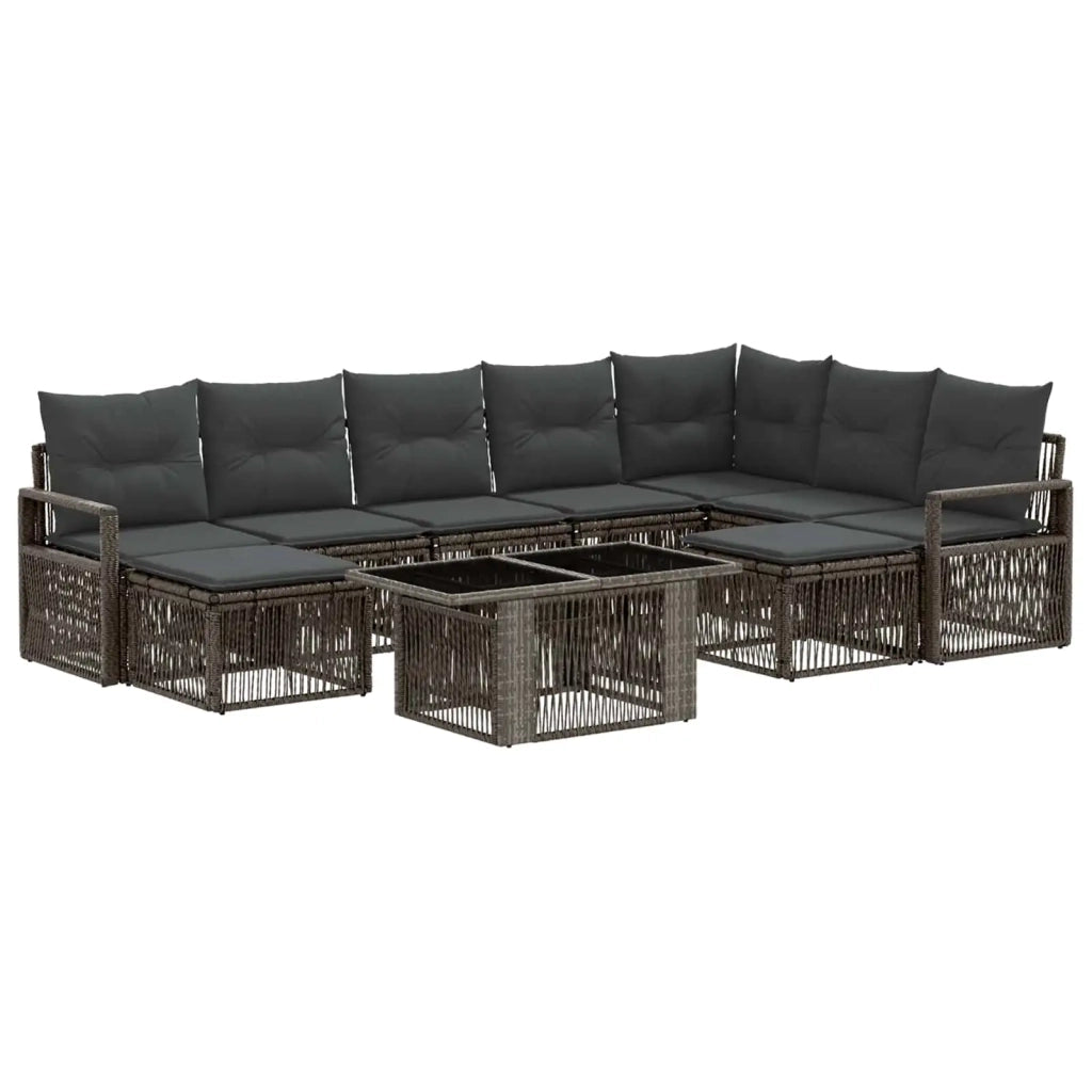 Set Divano da Giardino 10 pz Grigio e Grigio Scuro polyrattan 3437186
