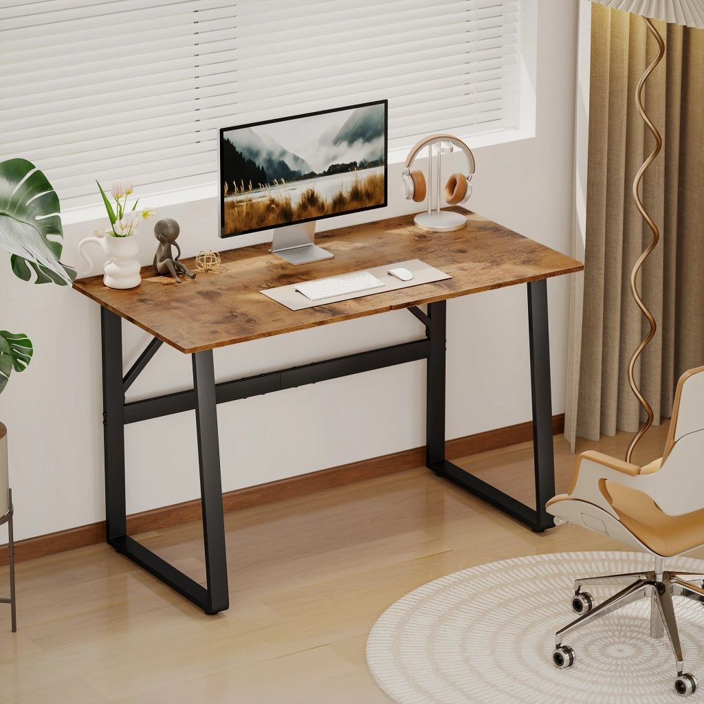 Scrivania Industriale ¨C Zephmum ¨C Legno e Acciaio, Nero e Marrone, 120x60x76 cm