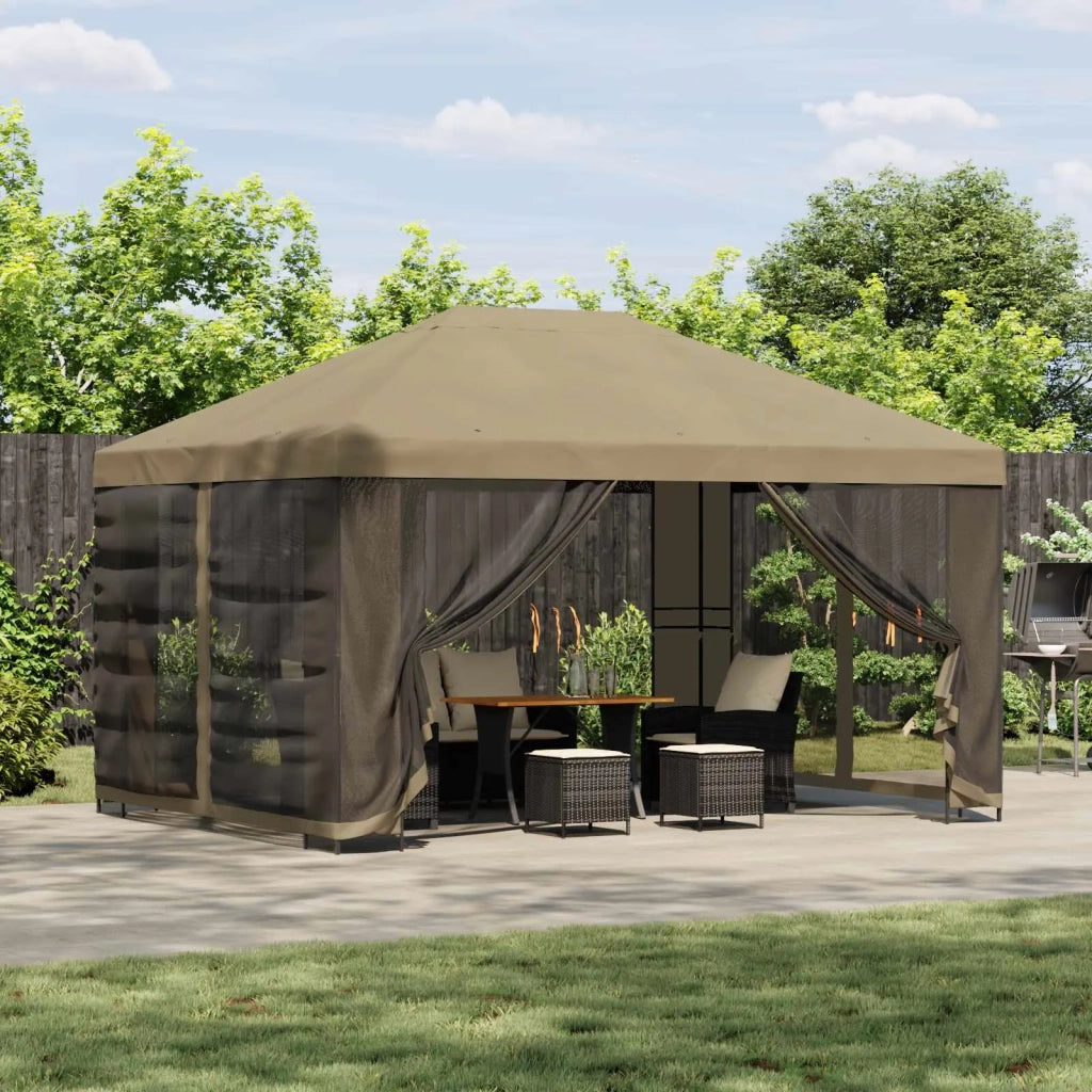 Gazebo da giardino con pareti laterali 4 × 3 m Beige