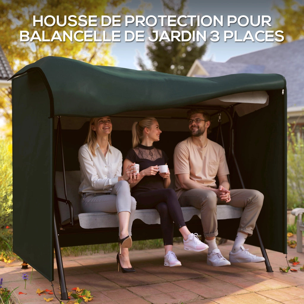 Copertura per altalena da giardino 3 posti ¨C zephmum ¨C Verde 205x124x164 cm