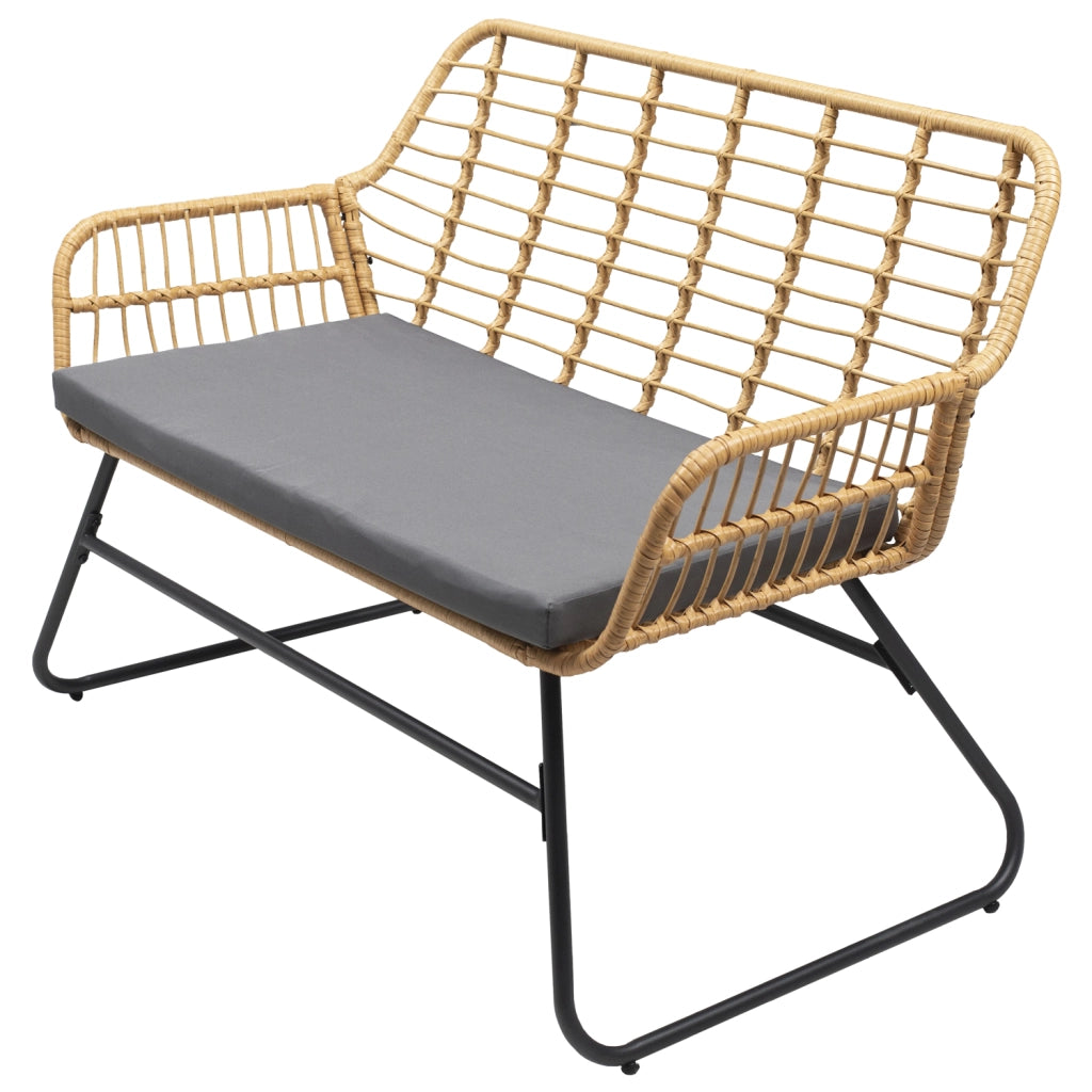 Set di mobili da giardino TIGA in resina intrecciata 4 posti - cuscini grigi