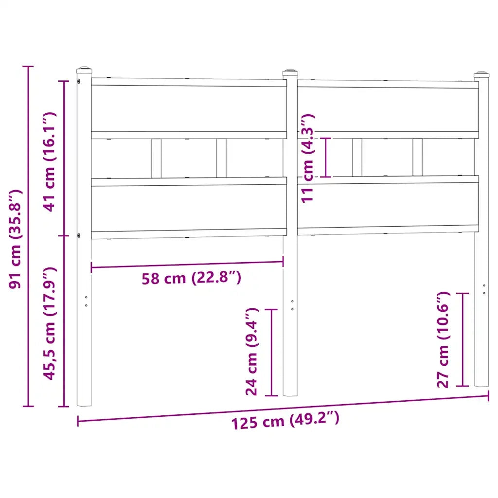 Testiera di Ricambio Rovere Fumo 120 cm in Ferro e Truciolato 4017084